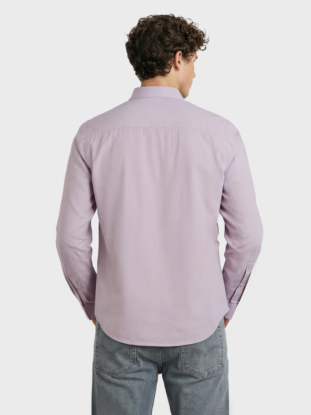 Men's Purple Slim Fit Solid Casual Shirt - Image 3