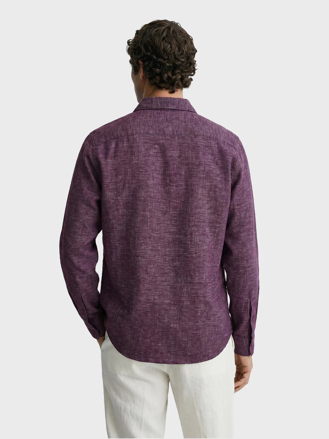 Men's Purple Slim Fit Solid Casual Shirts - Image 5