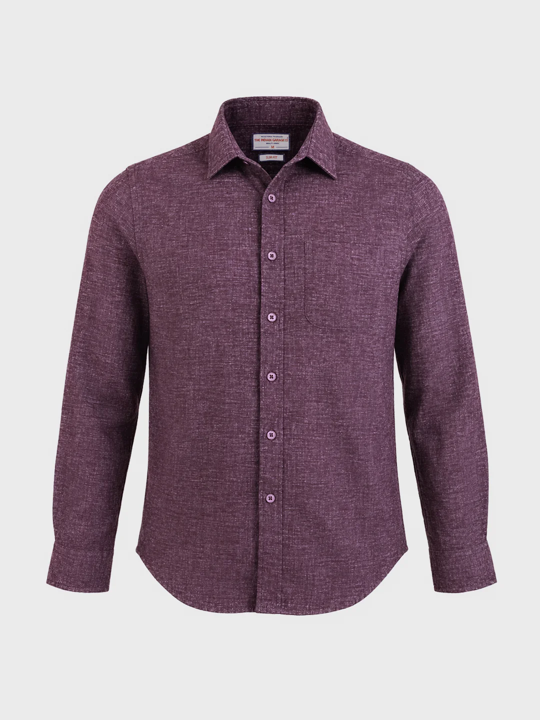 Men's Purple Slim Fit Solid Casual Shirts - Image 6