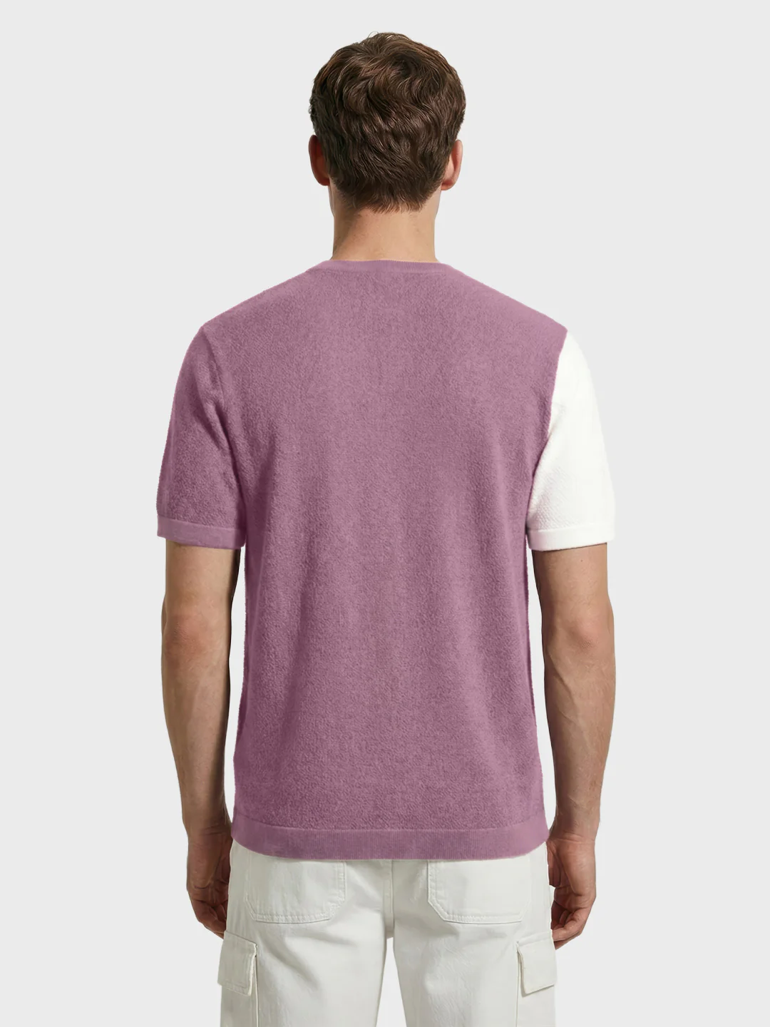 Men's Purple Slim Fit Solid Casual T-Shirt - Image 4