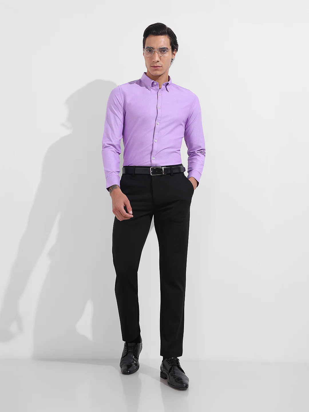 Men's Purple Slim Fit Solid Formal Shirt - Image 2