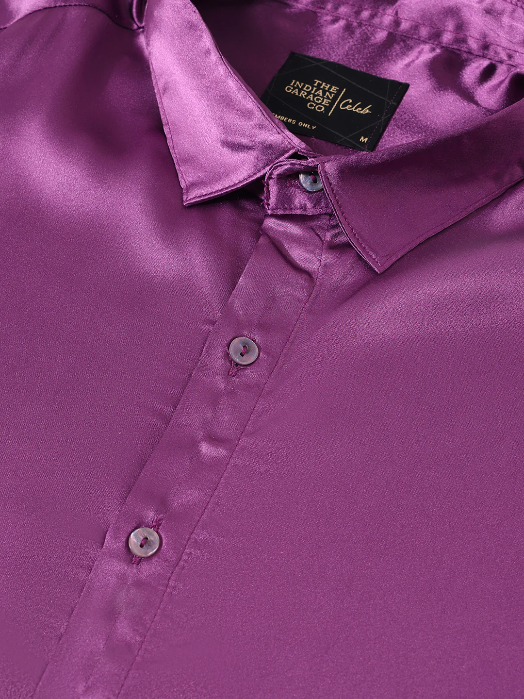 Men's Purple Slim Fit Solid Party Wear Shirt - Image 3