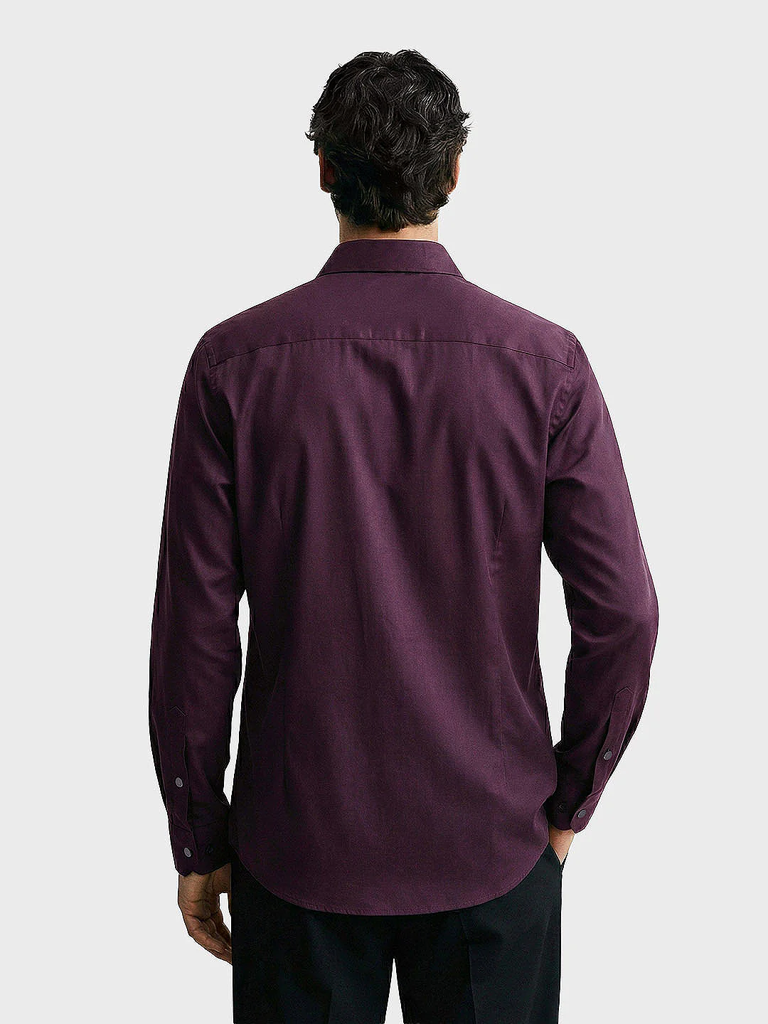 Men's Purple Slim Fit Solid Party Wear Shirt - Image 2