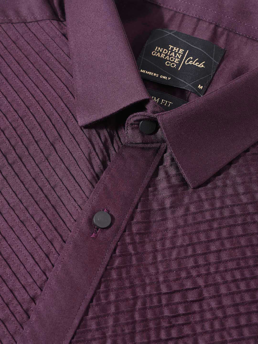 Men's Purple Slim Fit Solid Party Wear Shirt - Image 3