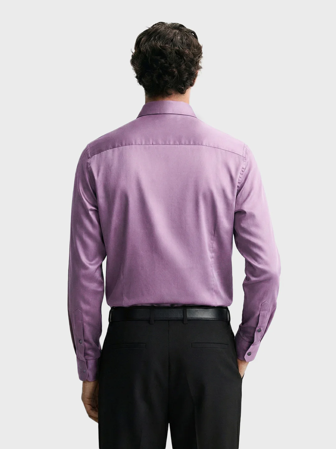 Men's Purple Slim Fit Solid Party Wear Shirt - Image 2