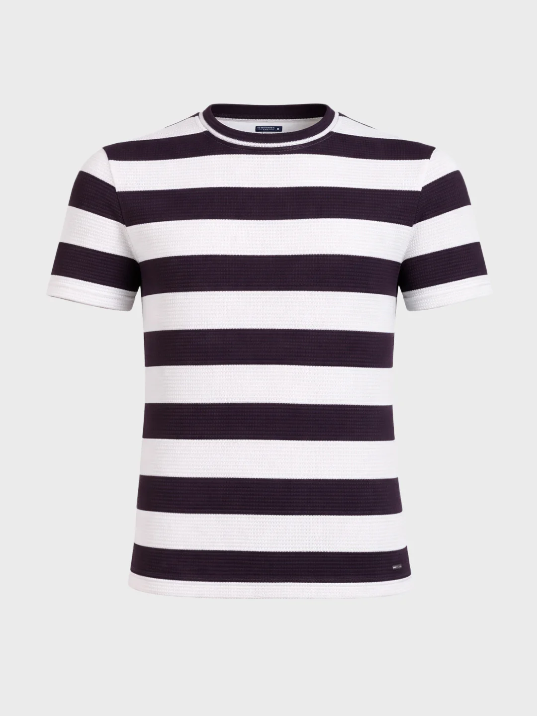Men's Purple Slim Fit Striped Casual T-Shirt - Image 6