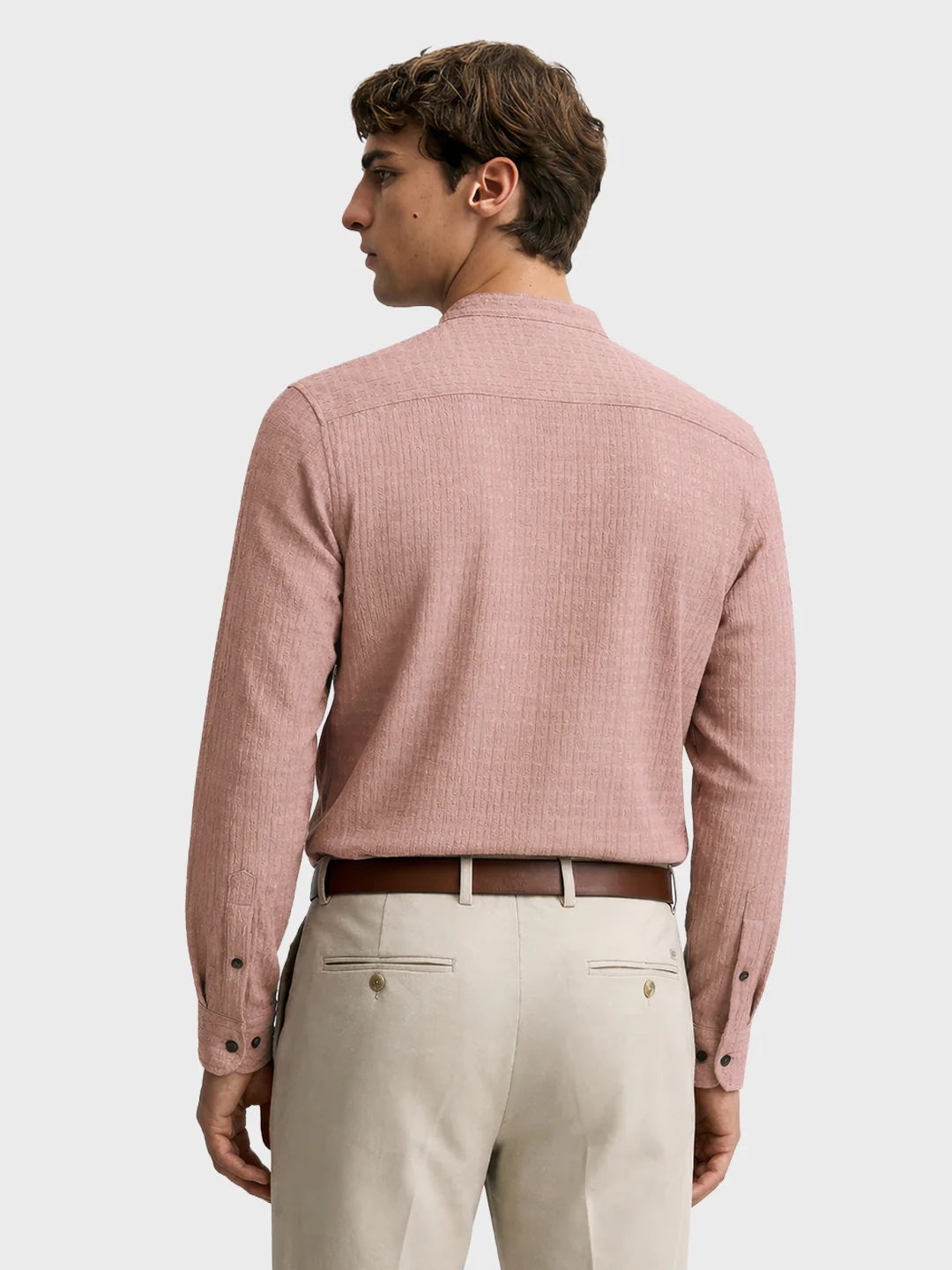 Men's Purple Slim Fit Textured Party Wear Shirt - Image 4