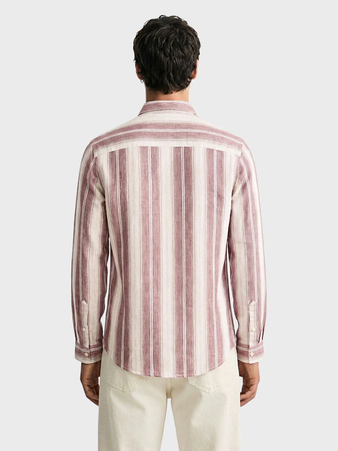 Men's Purple Slim Fit Vertical Stripes Casual Shirt - Image 2