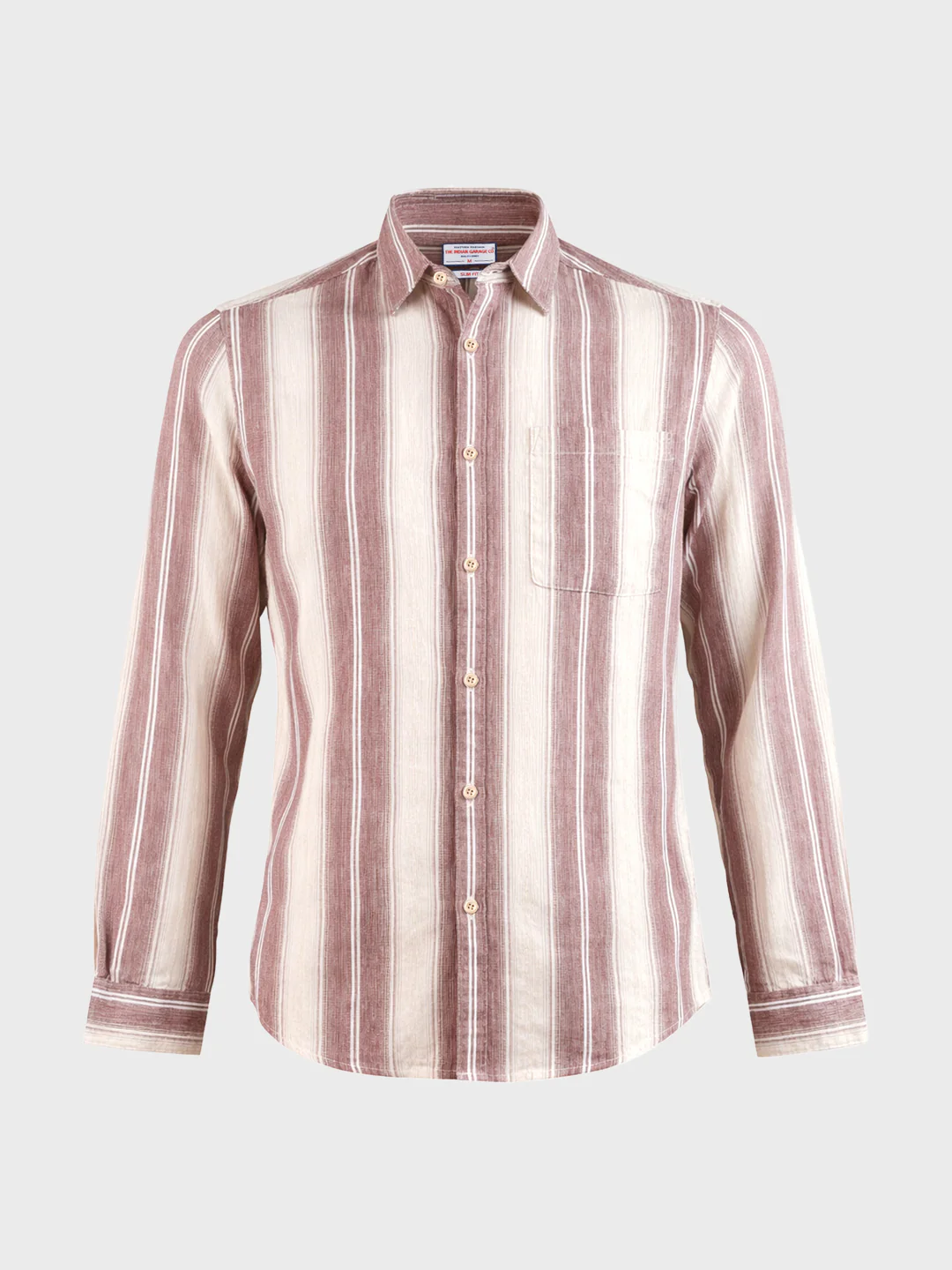 Men's Purple Slim Fit Vertical Stripes Casual Shirt - Image 3