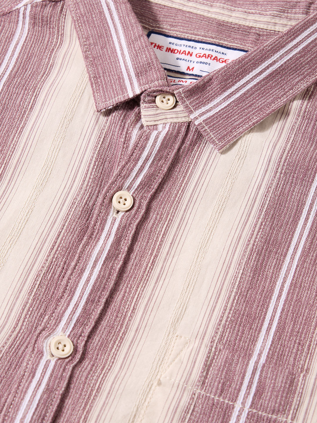 Men's Purple Slim Fit Vertical Stripes Casual Shirt - Image 5