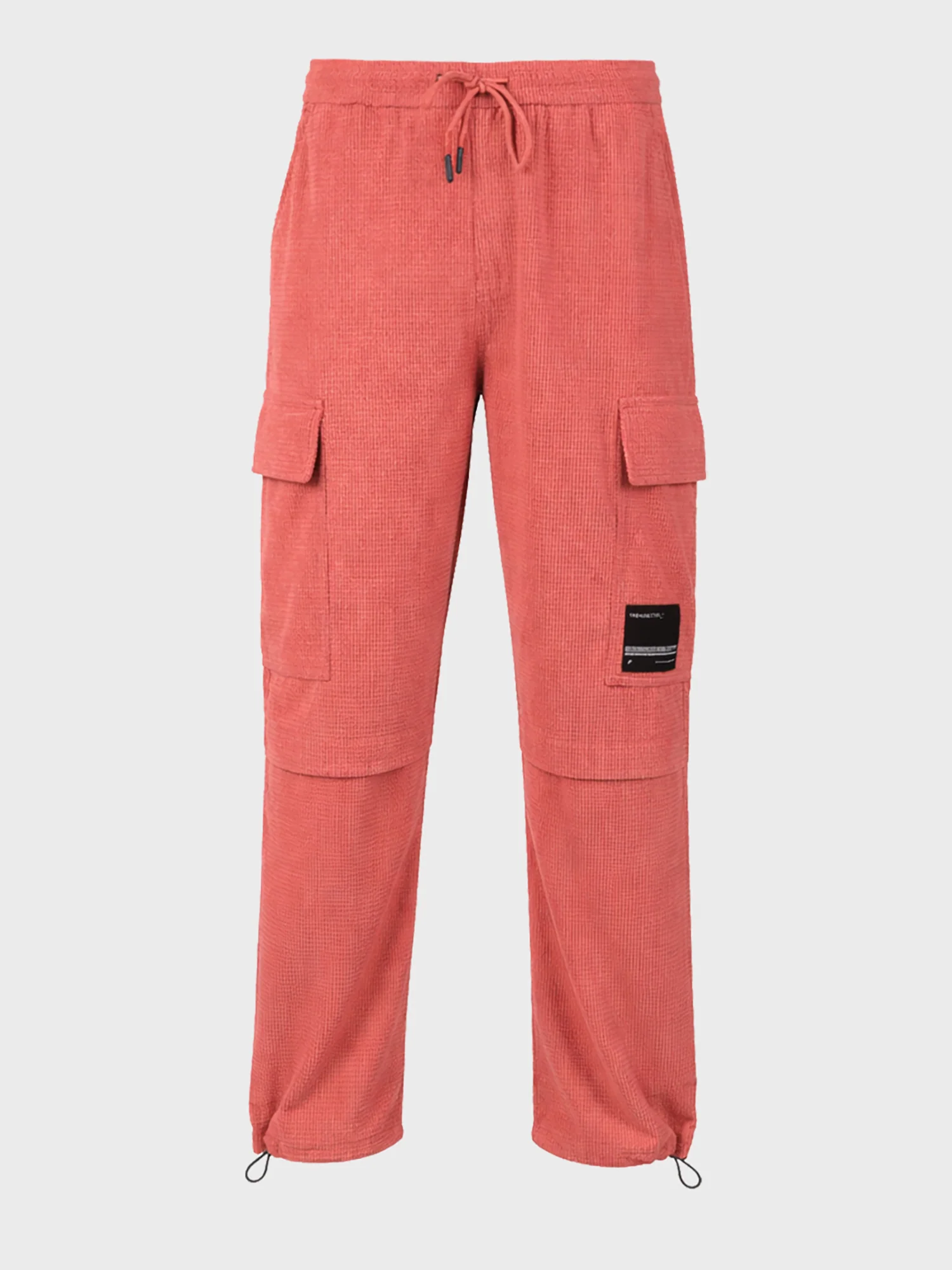 Men's Red Baggy Fit Textured Utility Cargo - Image 5