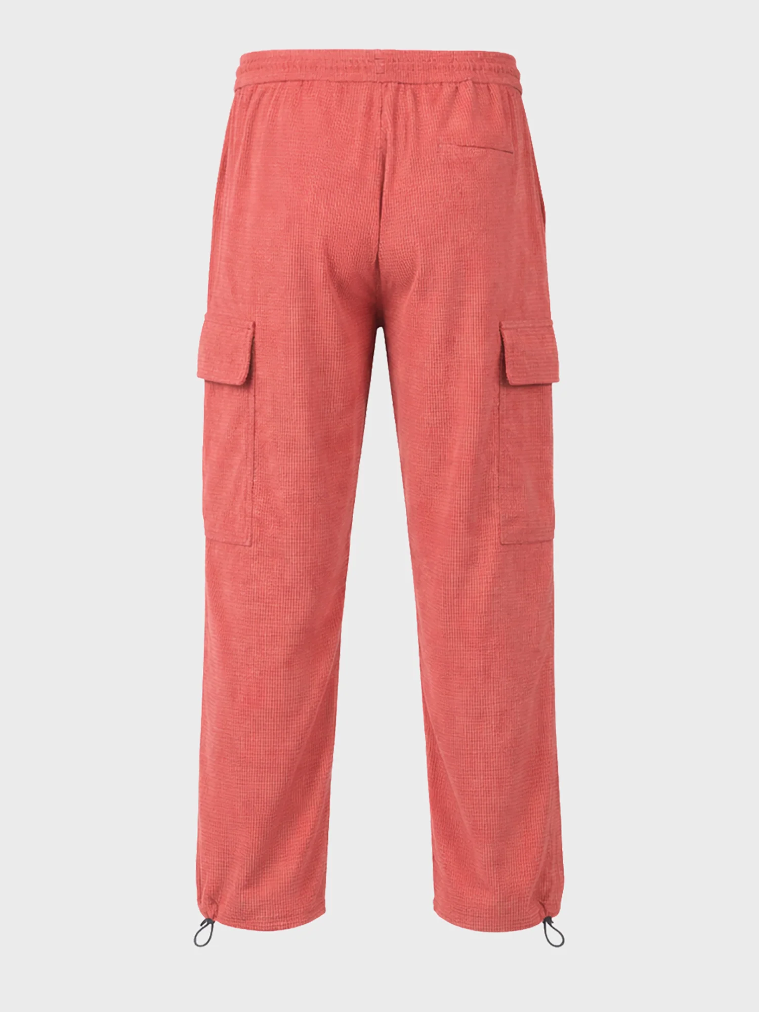 Men's Red Baggy Fit Textured Utility Cargo - Image 6