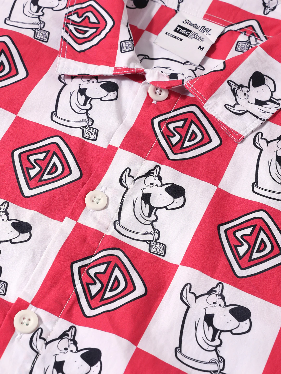 Men's Red Boxy Fit  Scooby Doo Character Shirt - Image 5