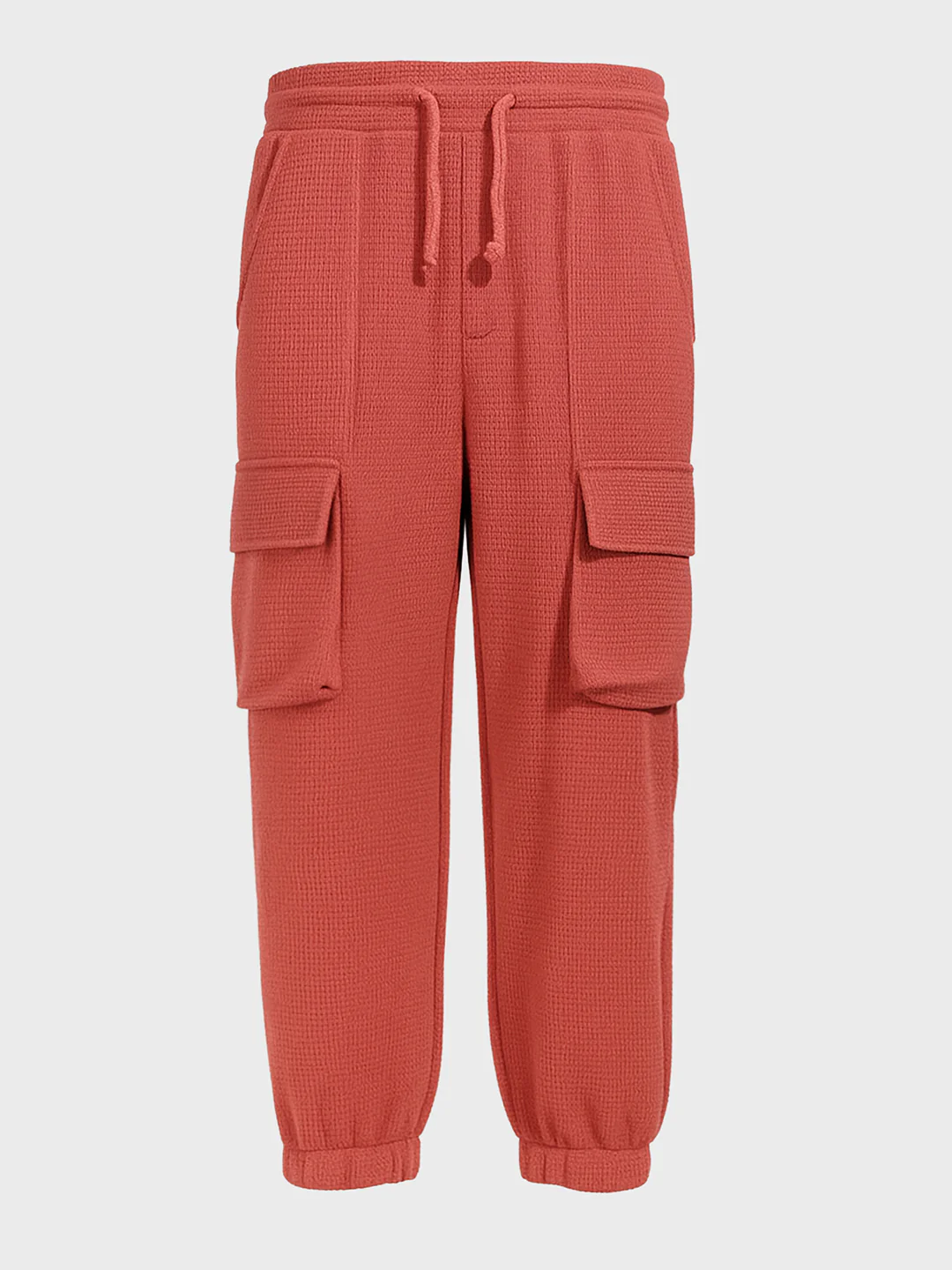 Men's Red Loose Fit Solid Utility Joggers - Image 3
