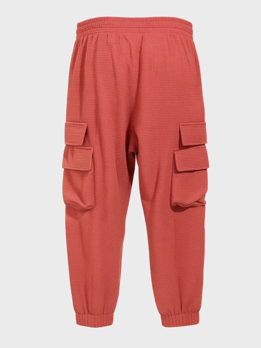 Men's Red Loose Fit Solid Utility Joggers - Image 4