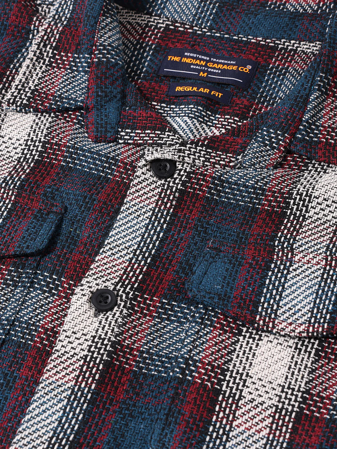 Men's Red Regular Fit Checked Casual Shirt - Image 3