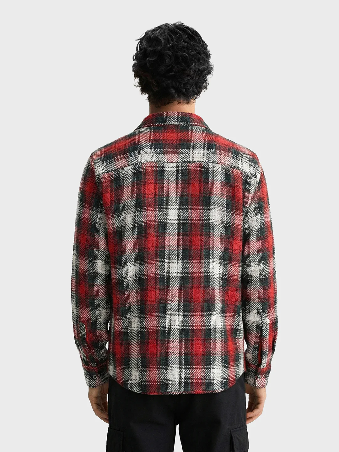 Men's Red Regular Fit Checked Casual Shirt - Image 2