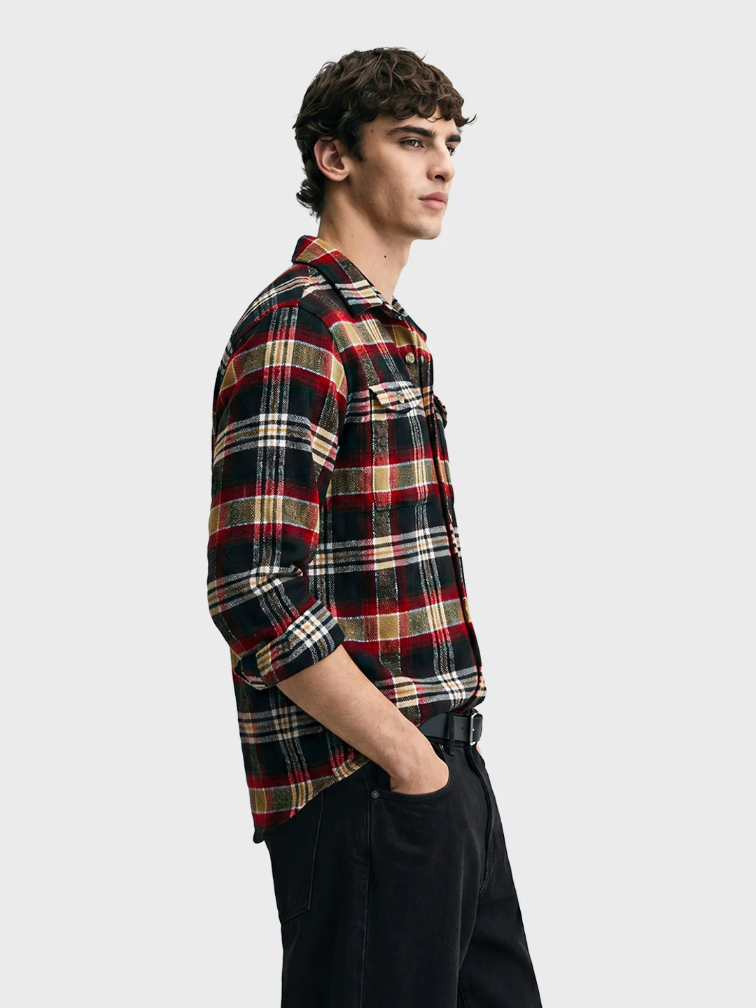Men's Red Regular Fit Checkered Casual Shirt - Image 2