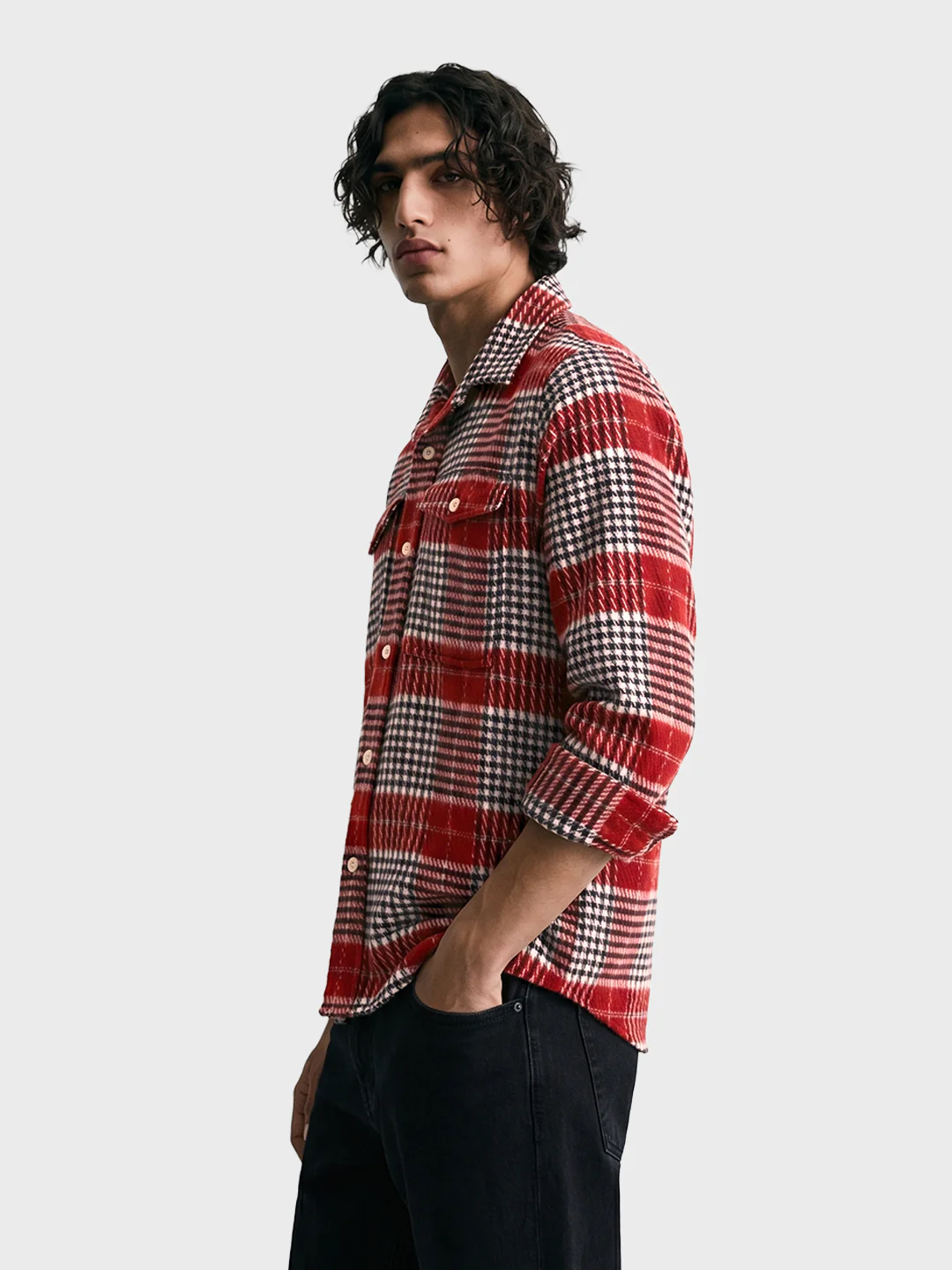 Men's Red Regular Fit Checkered Casual Shirt - Image 2