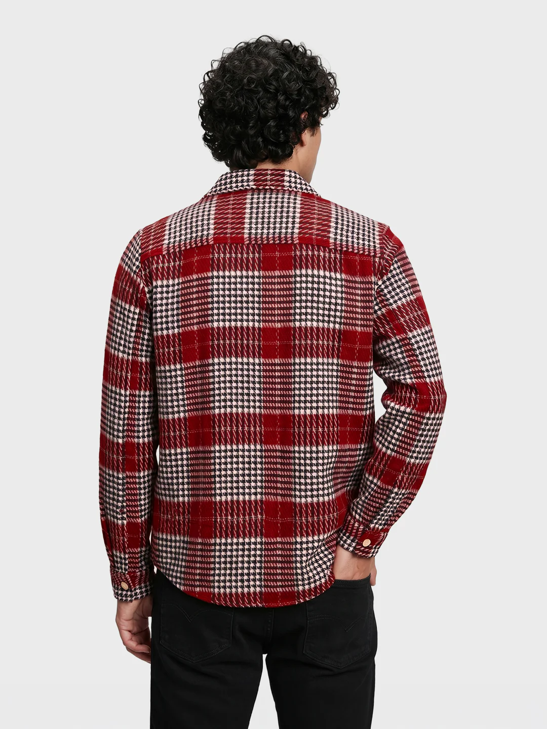 Men's Red Regular Fit Checkered Casual Shirt - Image 4