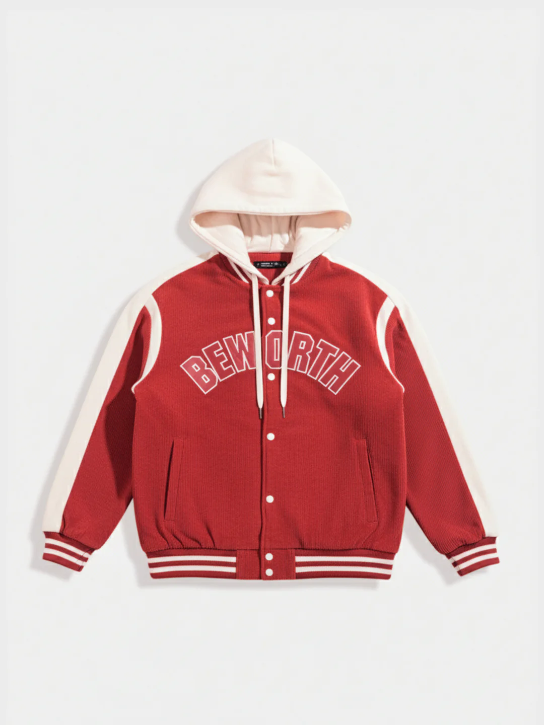 Men's Red Regular Fit Embroided Casual Bomber Jacket - Image 3