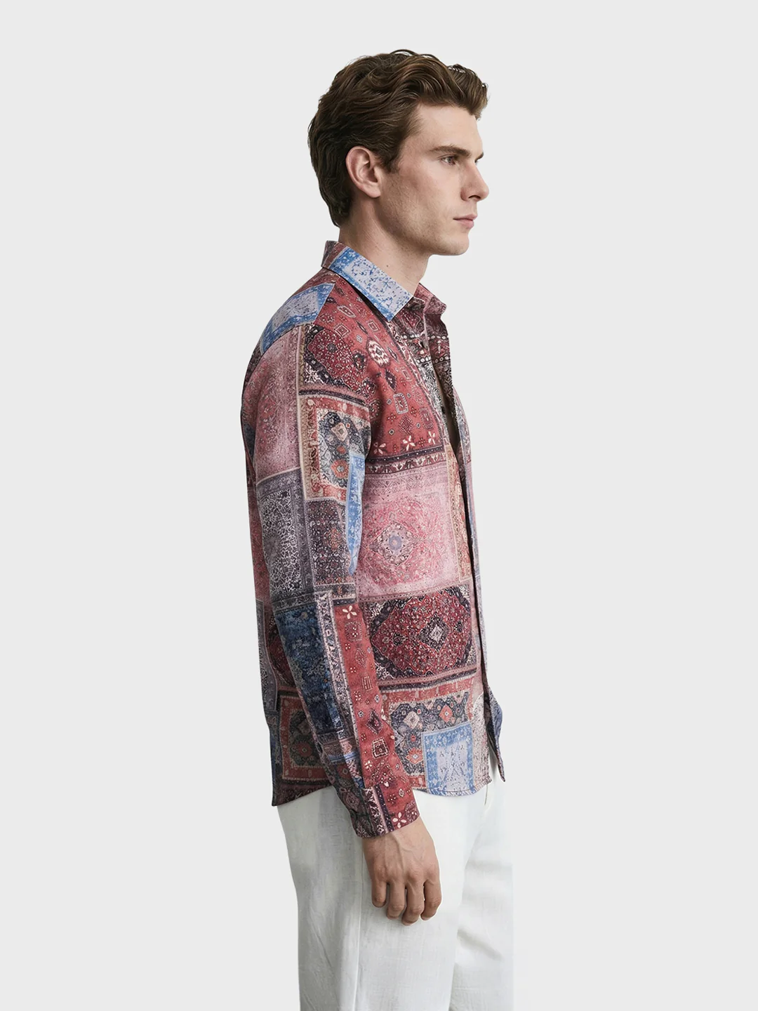 Men's Red Regular Fit Printed Casual Shirt - Image 4