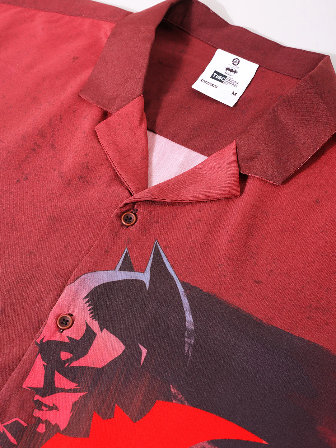 Men's Red Relaxed Fit Batman Character Printed Shirt - Image 6