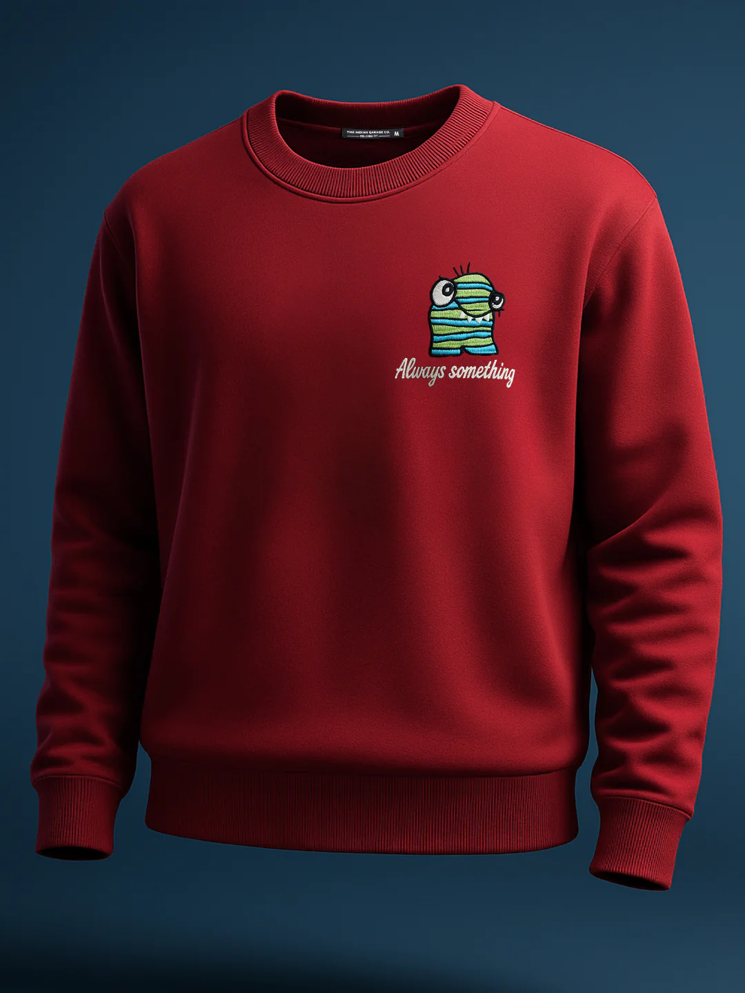 Men's Red Relaxed Fit Embroided Casual Sweatshirt - Image 2