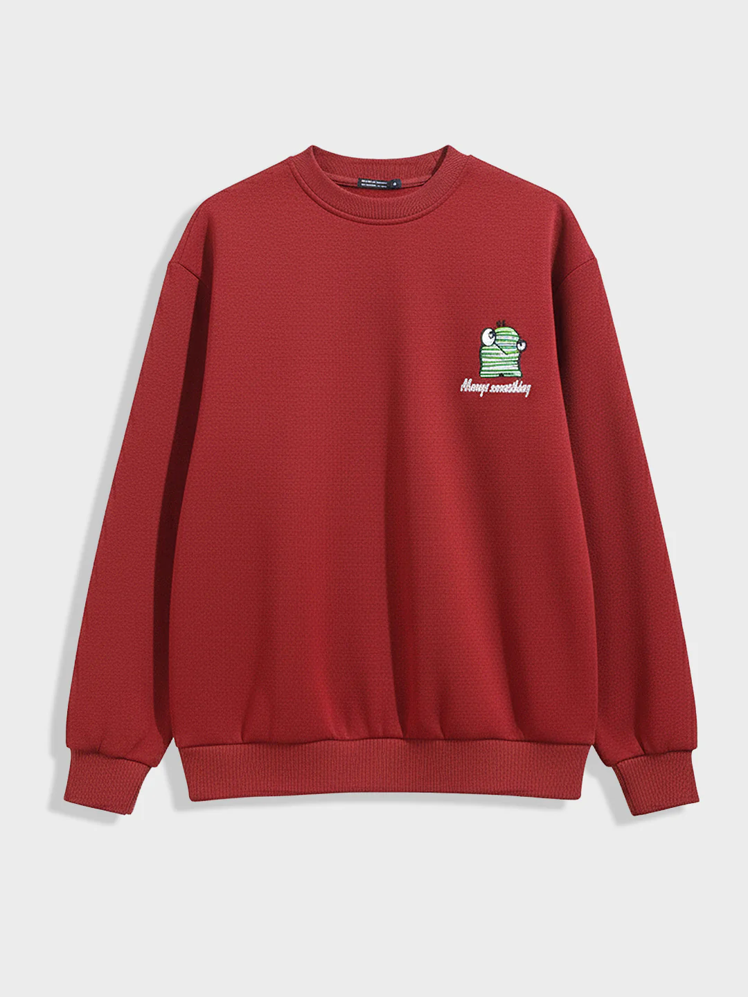 Men's Red Relaxed Fit Embroided Casual Sweatshirt - Image 3