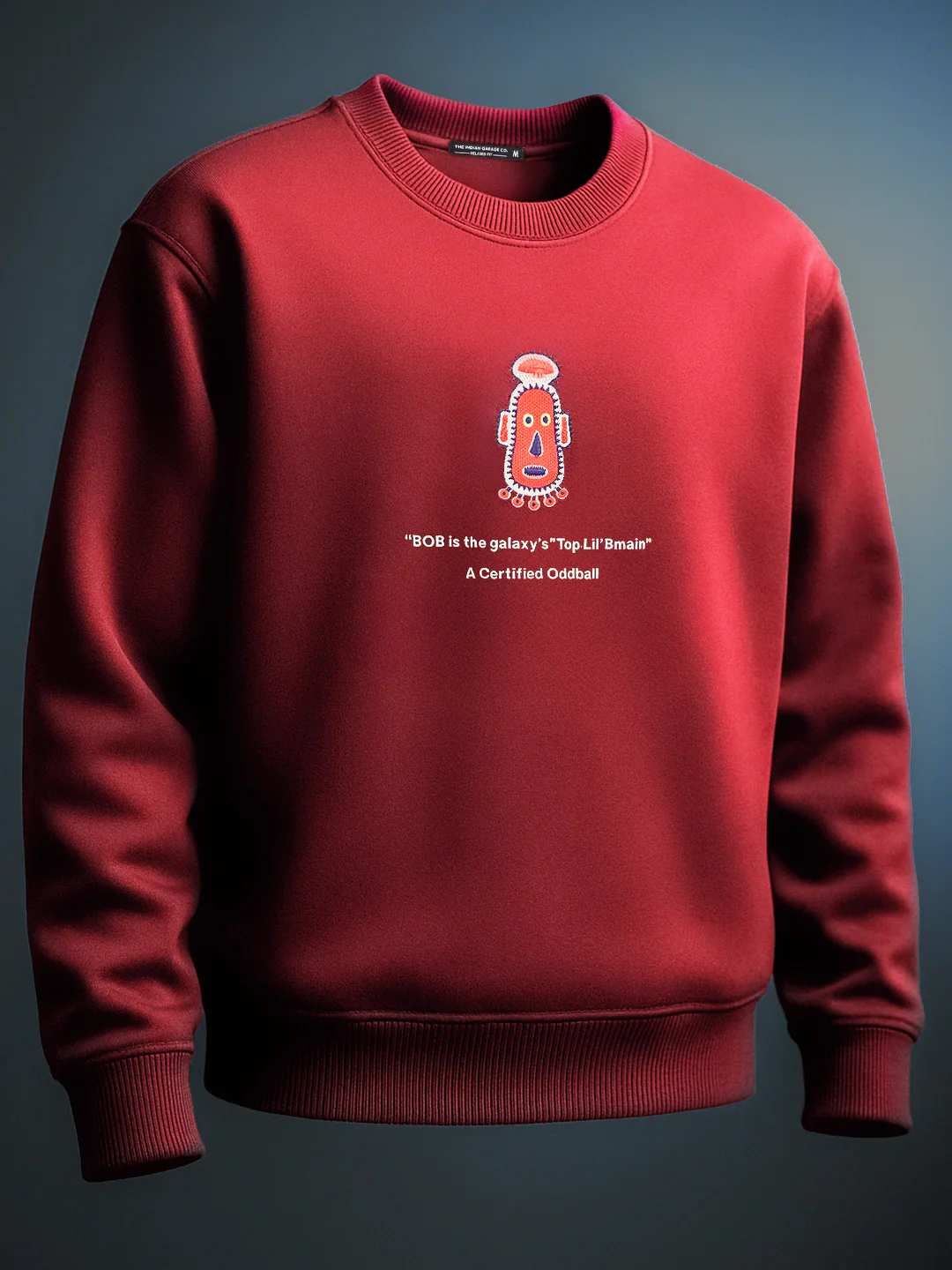 Men's Red Relaxed Fit Embroided Casual Sweatshirt - Image 2
