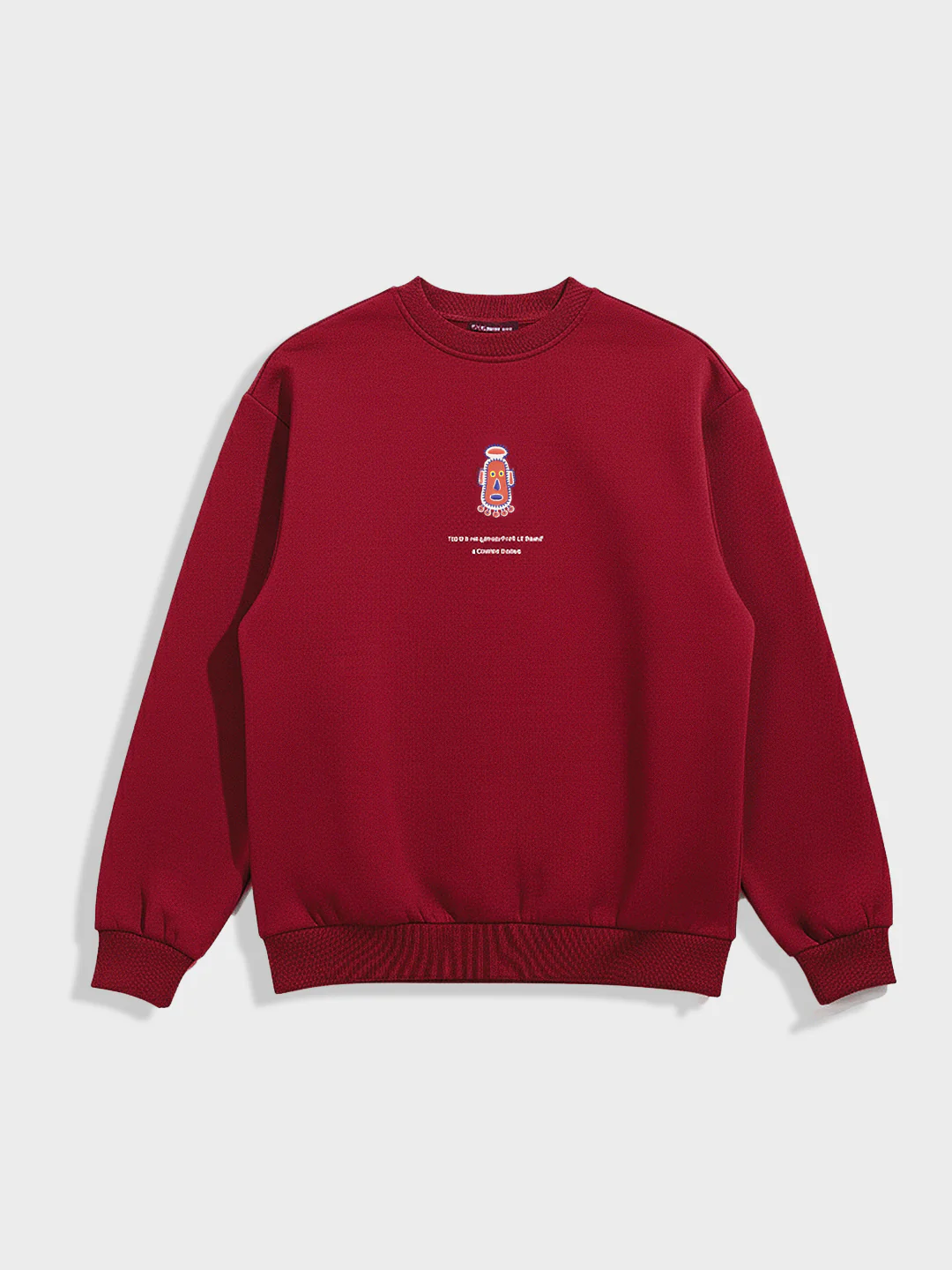 Men's Red Relaxed Fit Embroided Casual Sweatshirt - Image 3