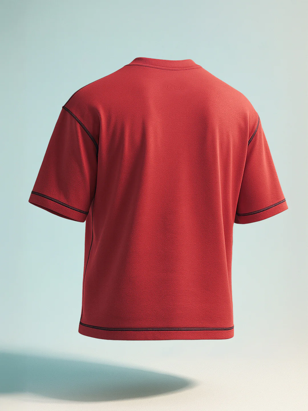 Men's Red Relaxed Fit Embroided 240 GSM Casual T-Shirt - Image 2