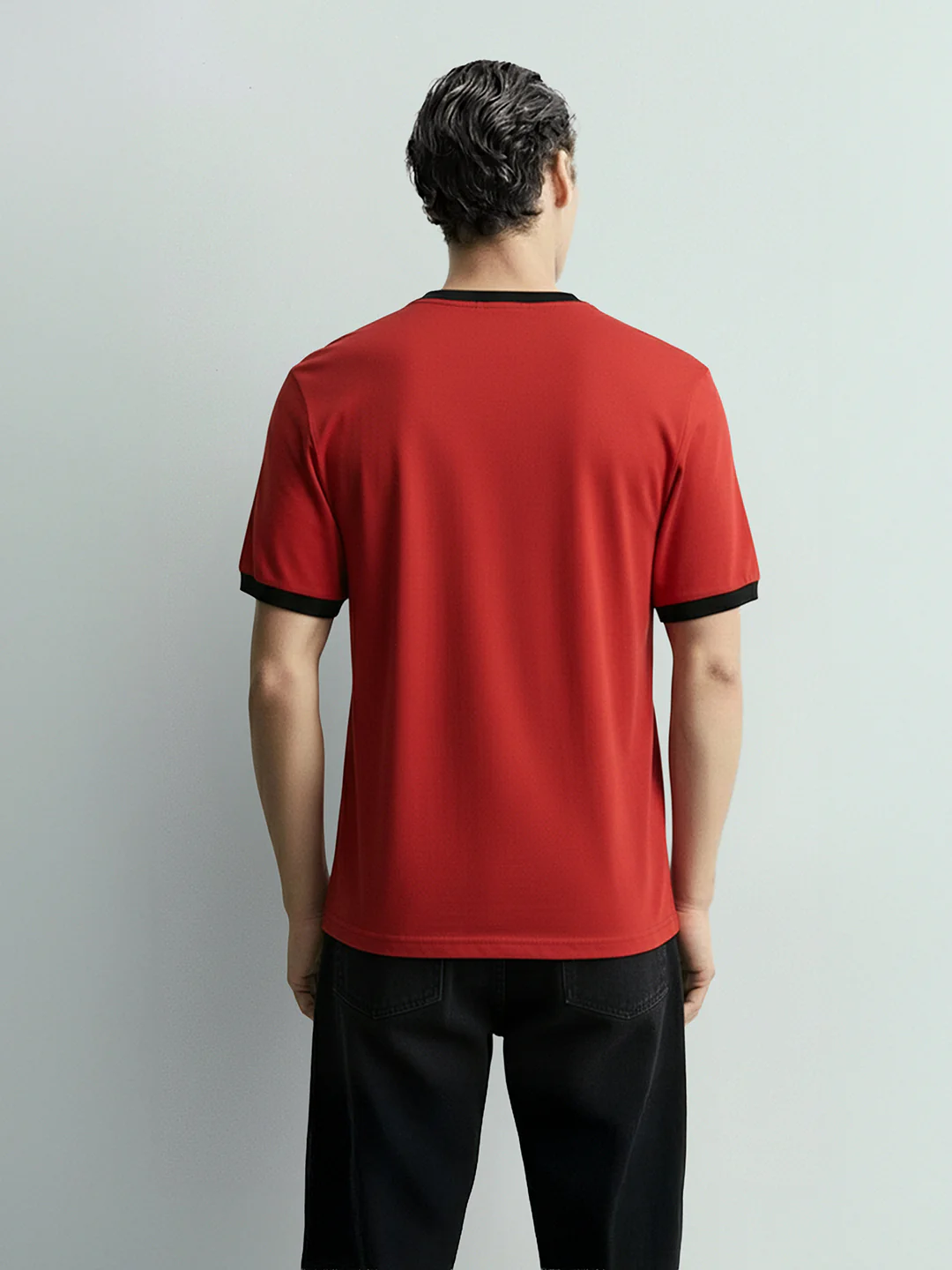 Men's Red Relaxed Fit Graphic Printed 240 GSM Sport Wear T-Shirt - Image 4