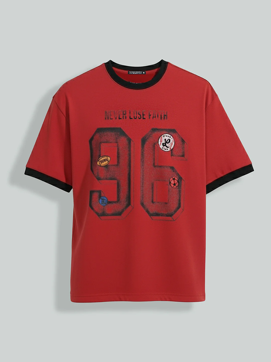 Men's Red Relaxed Fit Graphic Printed 240 GSM Sport Wear T-Shirt - Image 5
