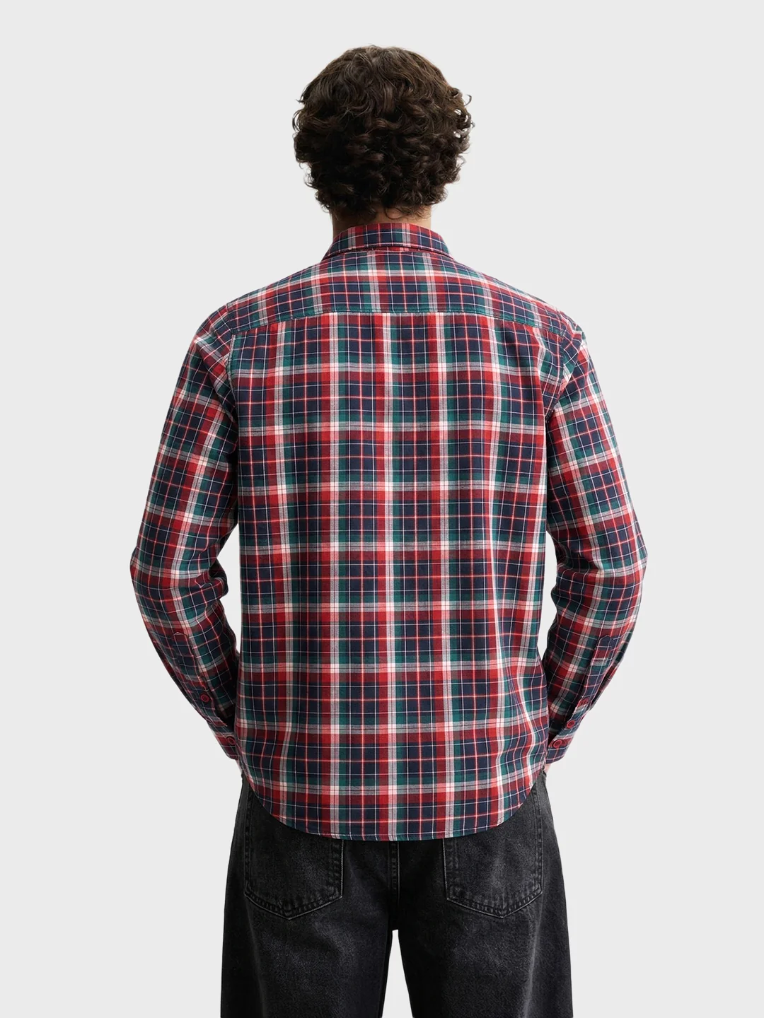 Men's Red Slim Fit Checked Casual Shirt - Image 5