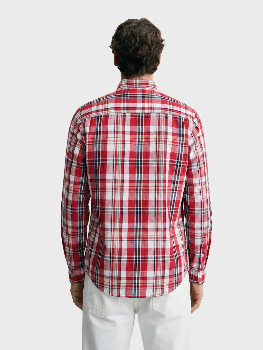 Men's Red Slim Fit Checked Casual Shirt - Image 2