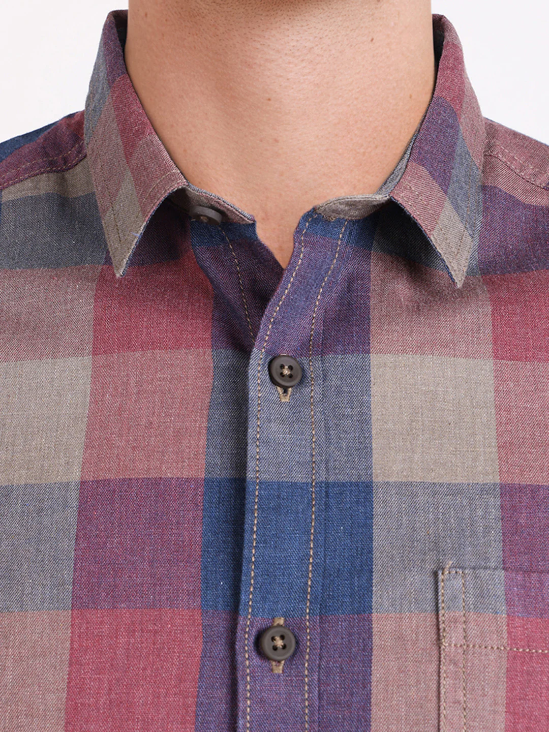 Men's Red Slim Fit Checkered Casual Shirt - Image 3