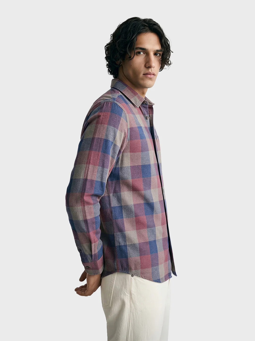 Men's Red Slim Fit Checkered Casual Shirt - Image 4
