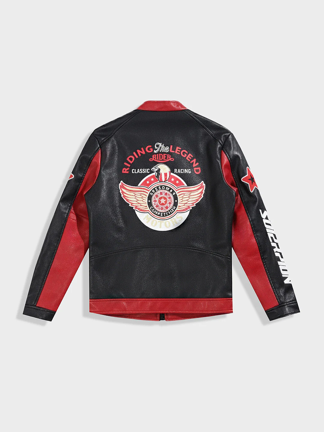 Men's Red Slim Fit Embroided Casual Biker Jacket - Image 4