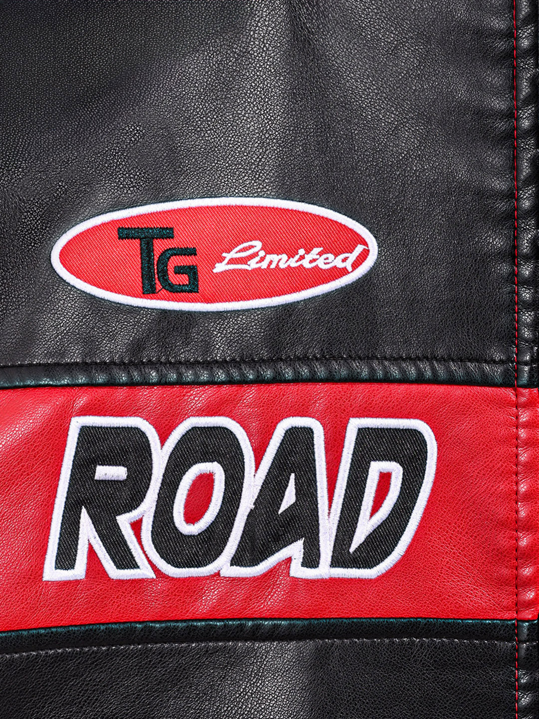 Men's Red Slim Fit Embroided Casual Biker Jacket - Image 5