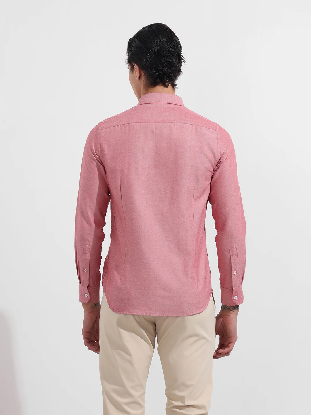 Men's Red Slim Fit Solid Formal Shirt - Image 5