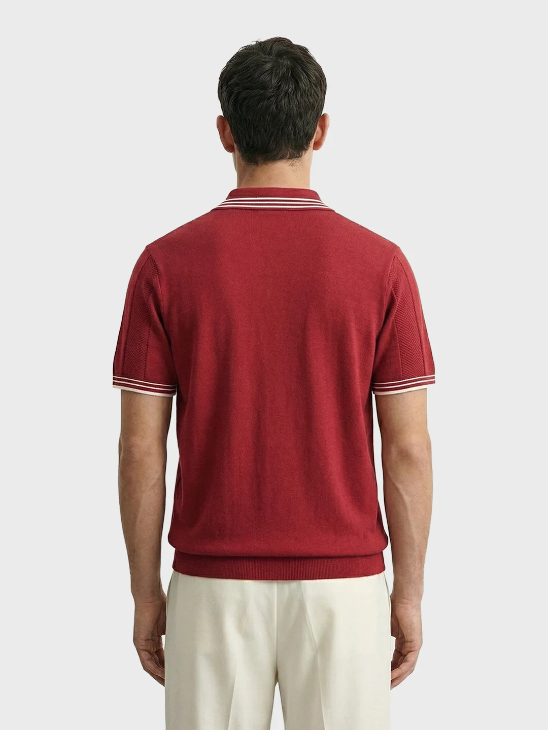 Men's Red Slim Fit Solid Casual T-Shirt - Image 5