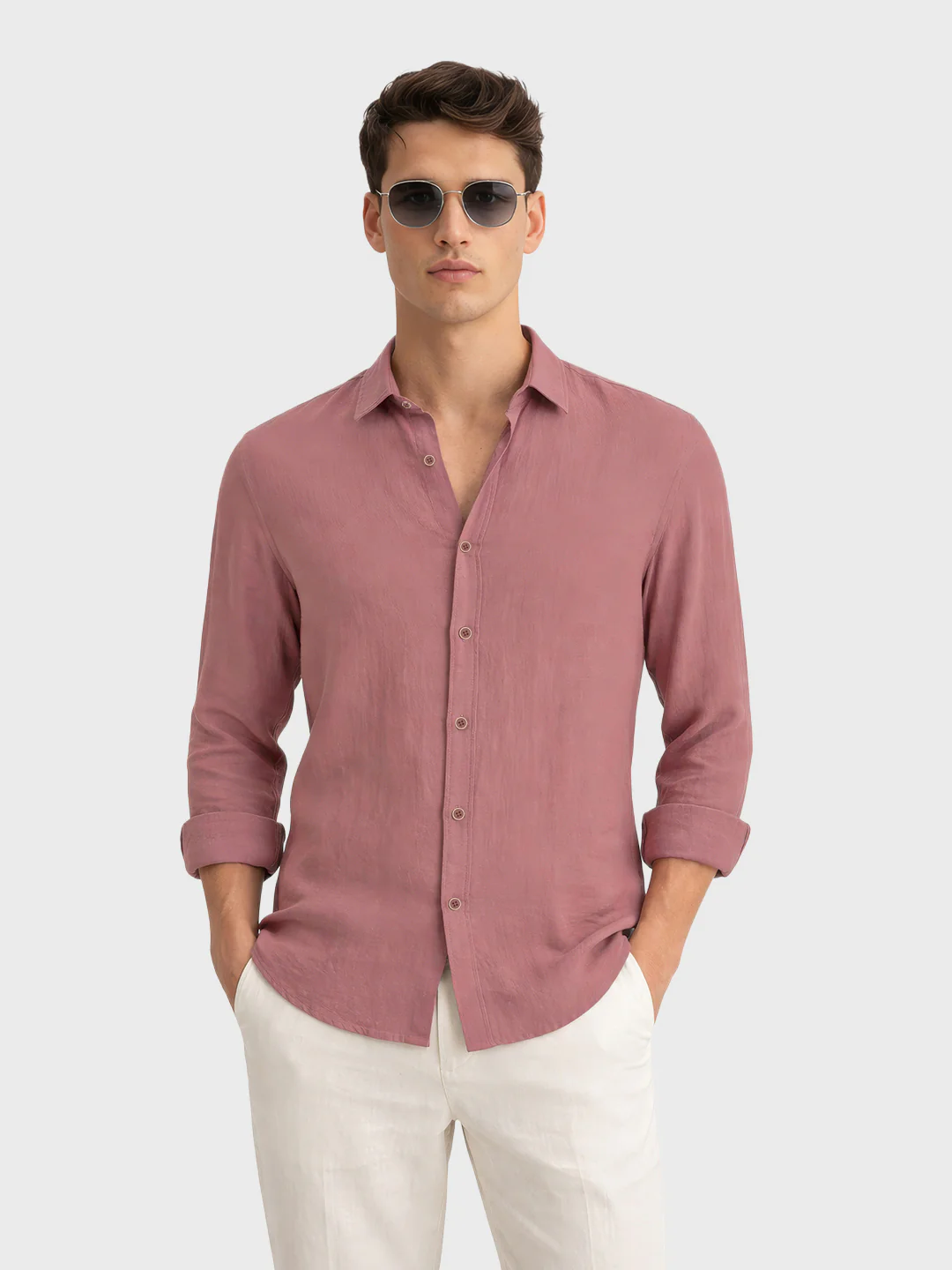 Men's Rust Regular Fit Casual Solid Shirt - Image 2
