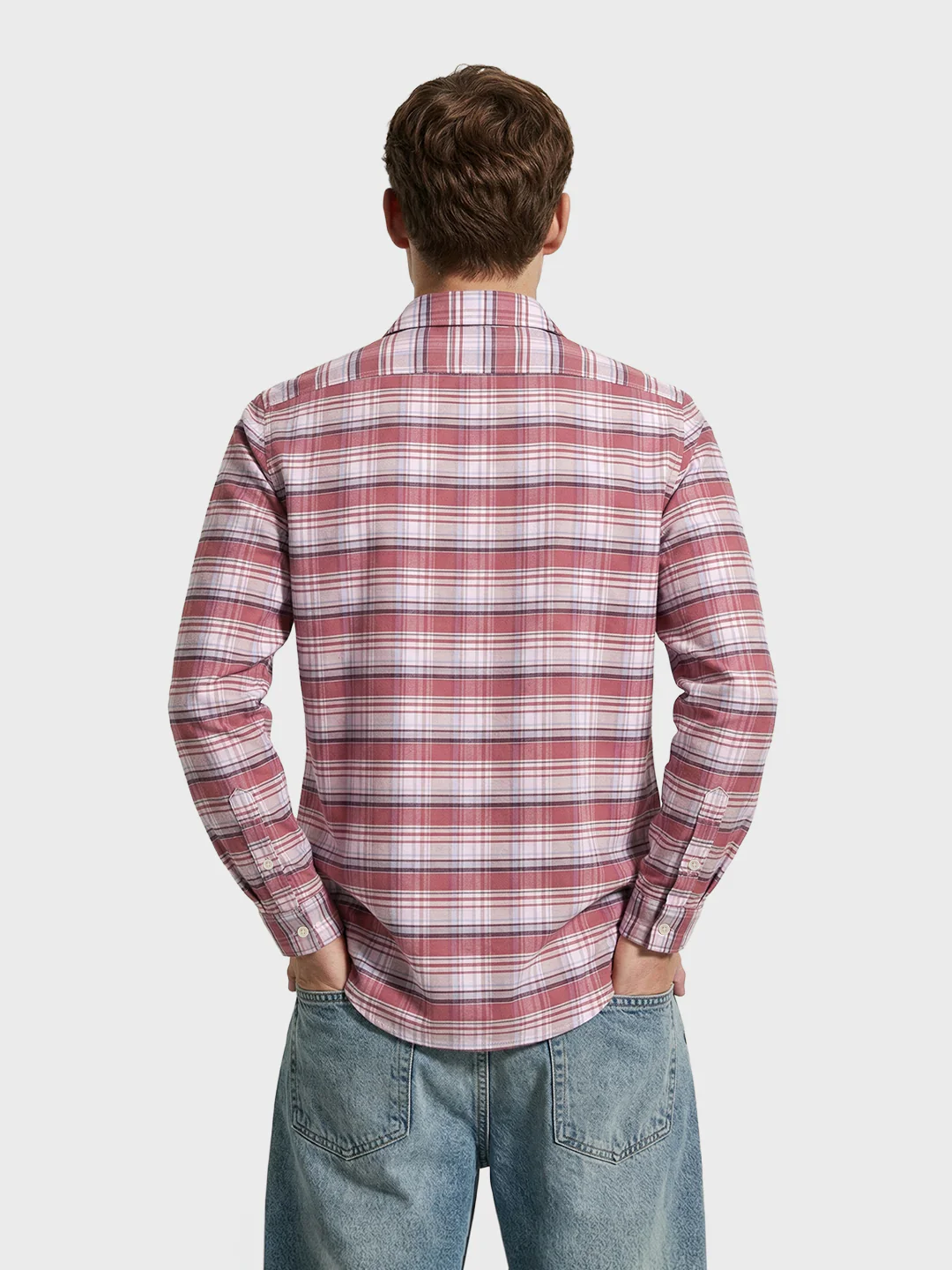 Men's Rust Regular Fit Checked Casual Shirt - Image 5