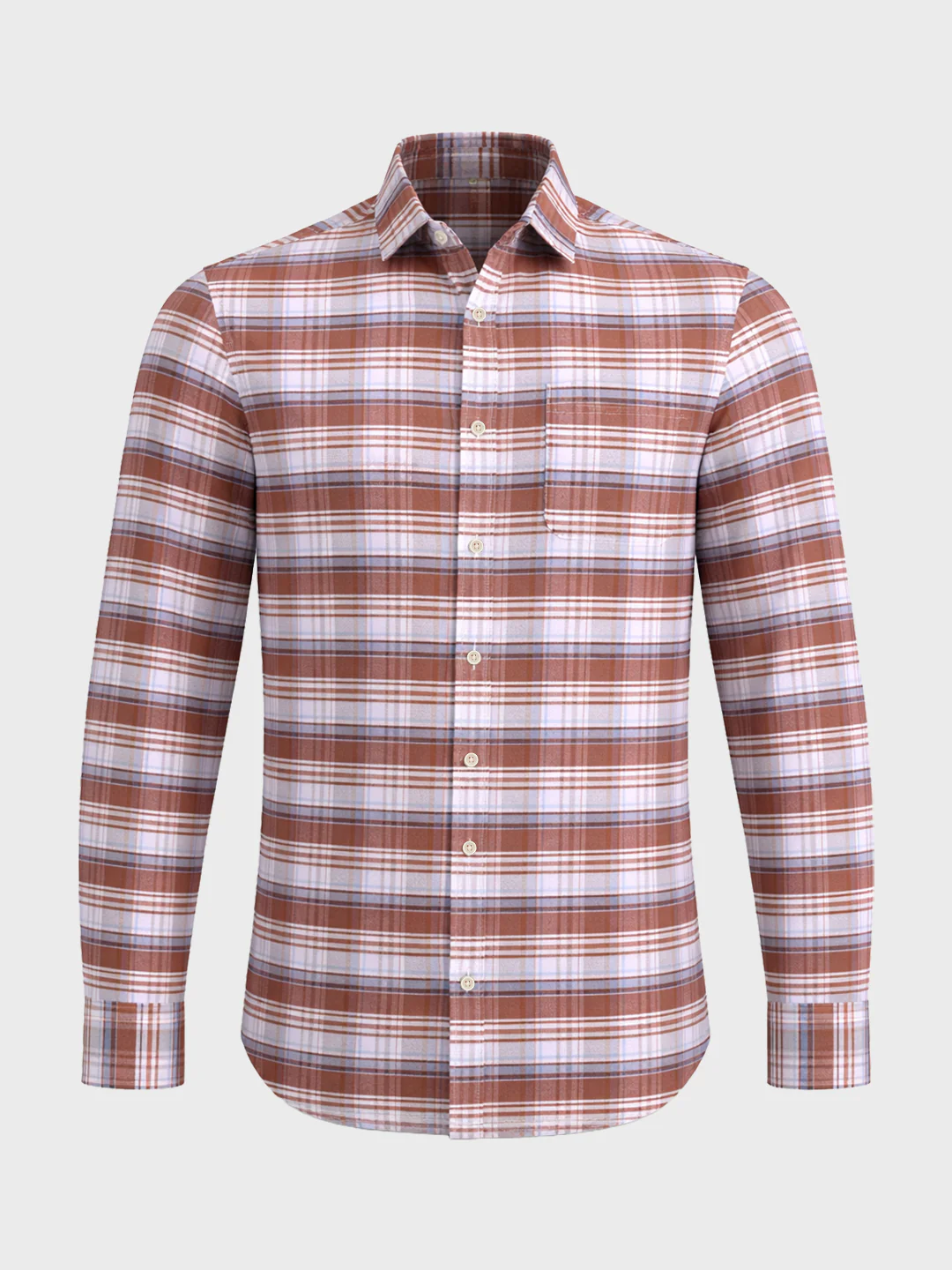 Men's Rust Regular Fit Checked Casual Shirt - Image 6