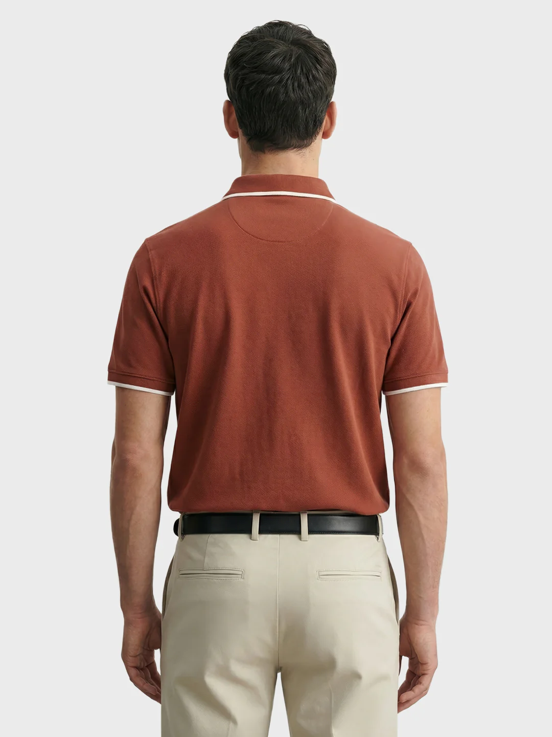 Men's Rust Regular Fit Embroidered Casual T-Shirts - Image 4