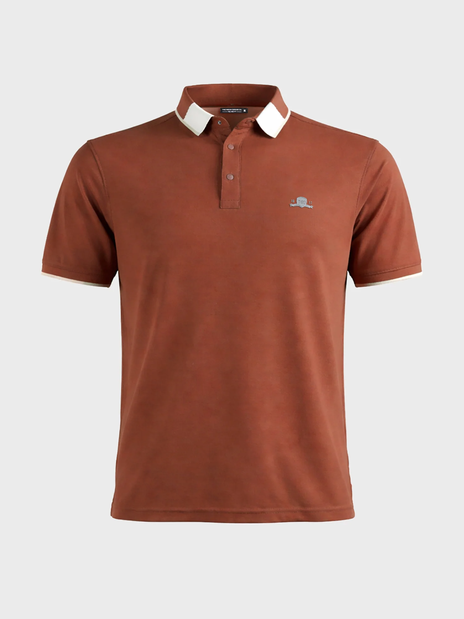 Men's Rust Regular Fit Embroidered Casual T-Shirts - Image 5