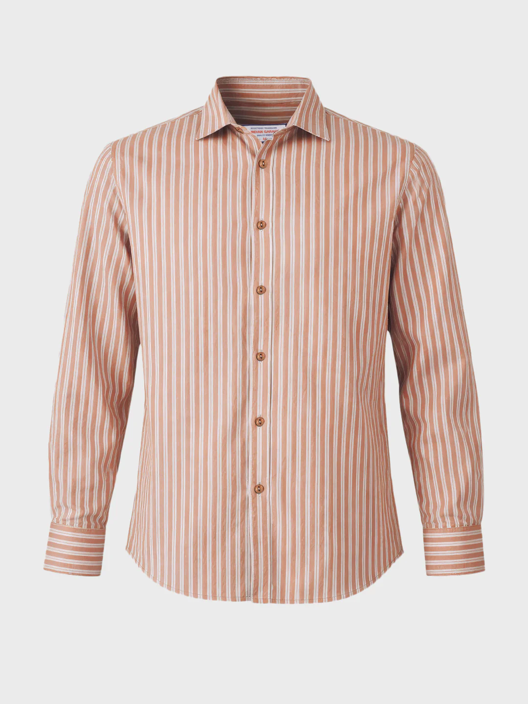 Men's Rust Regular Fit Striped Casual Shirt - Image 5
