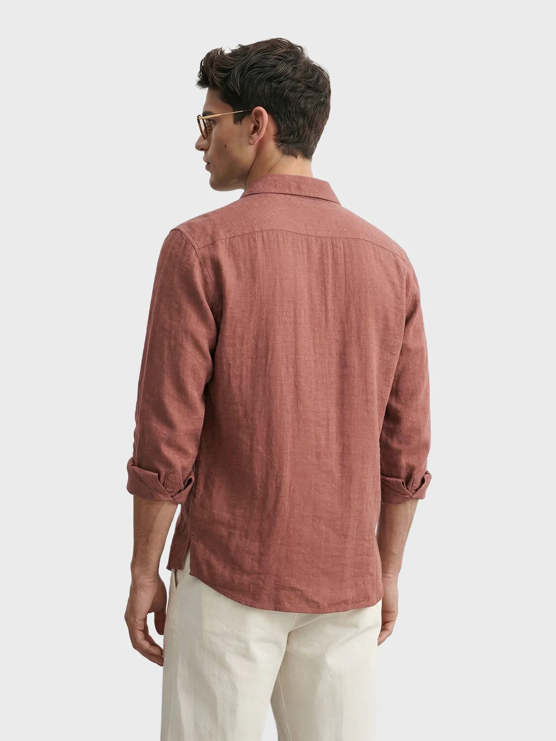 Men's Rust Relaxed Fit Embroidered Casual Shirt - Image 4