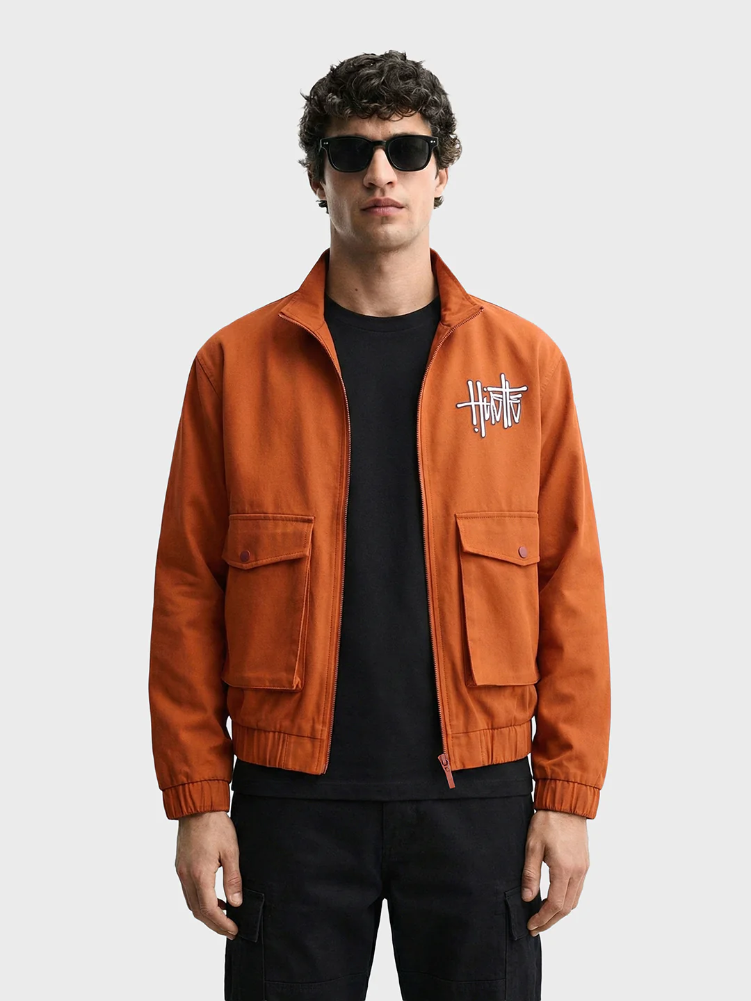 Men's Rust Relaxed Fit Solid Utility Jacket - Image 2
